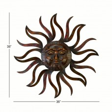 Decmode Eclectic 35 Inch Metal Celestial Sun Wall Decor   556344388